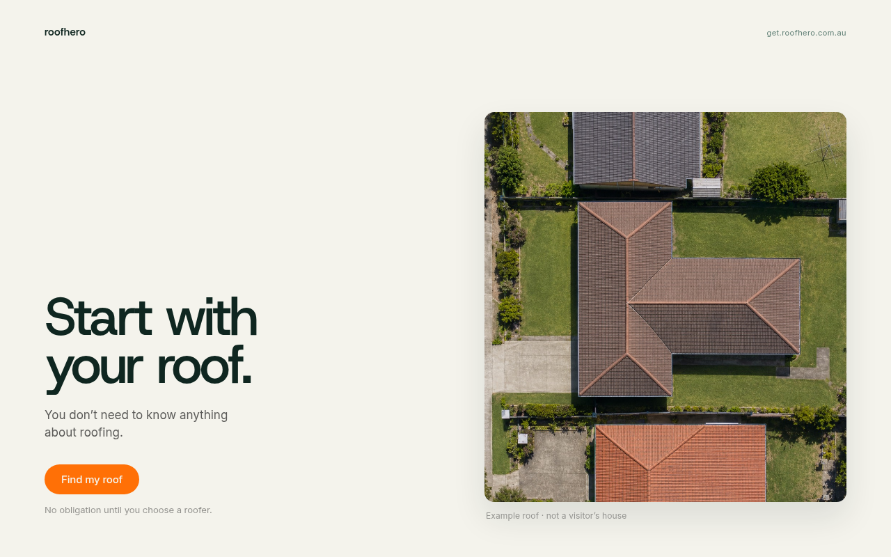 RoofHero first-screen still